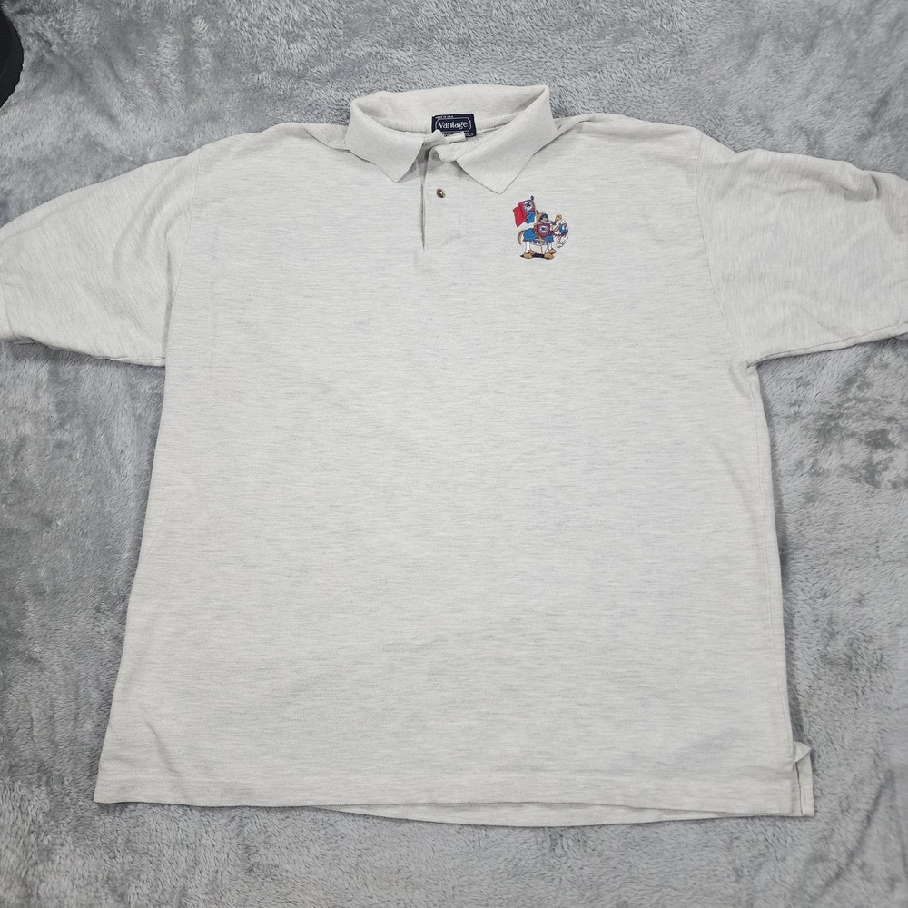 VINTAGE Reynolds Aluminum Alloys Polo Shirt Mens XL‎ Gray Knight Horse 90s USA